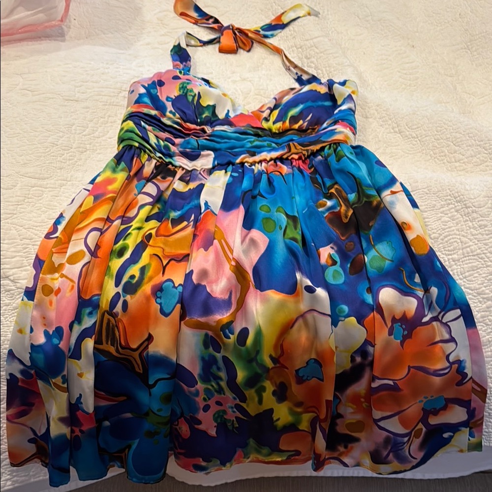 Vibrant Floral Halter Dress